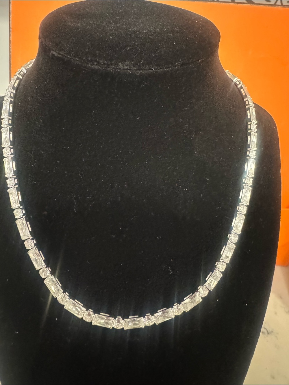 Anne Klein Clear Crystal Tennis Necklace - Silver Tone,zirconia